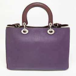 Pre Owned Dior Purple/Silver Leather and Python Medium Diorissimo Shopper Tote