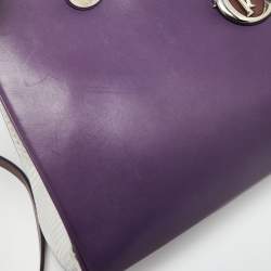 Pre Owned Dior Purple/Silver Leather and Python Medium Diorissimo Shopper Tote
