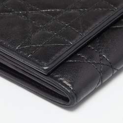 Pre Owned Dior Black Cannage Leather Lady Dior Continental Wallet 