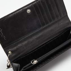 Pre Owned Dior Black Cannage Leather Lady Dior Continental Wallet 