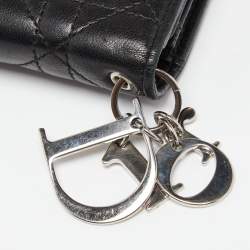 Pre Owned Dior Black Cannage Leather Lady Dior Continental Wallet 