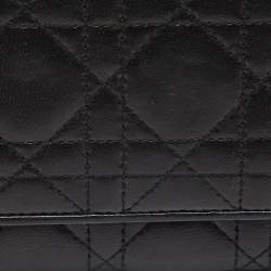 Pre Owned Dior Black Cannage Leather Lady Dior Continental Wallet 