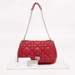 مملوكة مسبقًا Dior Red Cannage Soft Leather Milly La Forêt Shoulder Bag