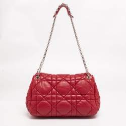 مملوكة مسبقًا Dior Red Cannage Soft Leather Milly La Forêt Shoulder Bag