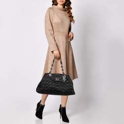 Pre Owned Dior Black Cannage Nylon Charming Lock Satchel