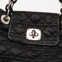 Pre Owned Dior Black Cannage Nylon Charming Lock Satchel