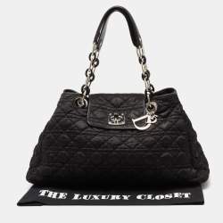 Pre Owned Dior Black Cannage Nylon Charming Lock Satchel