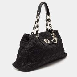 Pre Owned Dior Black Cannage Nylon Charming Lock Satchel