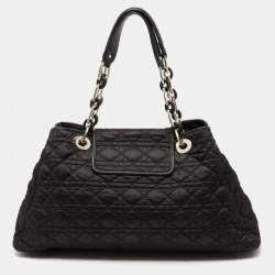 Pre Owned Dior Black Cannage Nylon Charming Lock Satchel