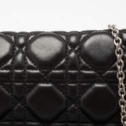 Pre Owned Dior Black Cannage Quilted Leather Lady Dior Chain Clutch