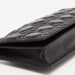 Pre Owned Dior Black Cannage Quilted Leather Lady Dior Chain Clutch