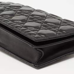 Pre Owned Dior Black Cannage Quilted Leather Lady Dior Chain Clutch