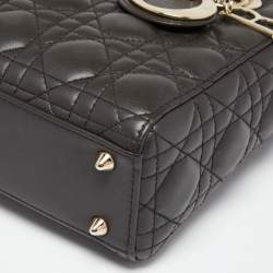 Pre Owned Dior Khaki Green Cannage Leather Small My ABCDior Lady Dior Tote