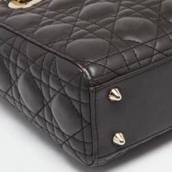 Pre Owned Dior Khaki Green Cannage Leather Small My ABCDior Lady Dior Tote