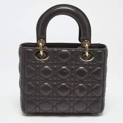 Pre Owned Dior Khaki Green Cannage Leather Small My ABCDior Lady Dior Tote