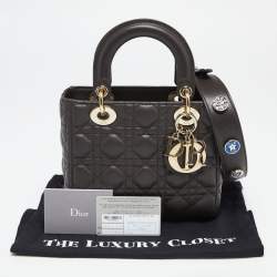 Pre Owned Dior Khaki Green Cannage Leather Small My ABCDior Lady Dior Tote