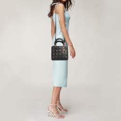 Pre Owned Dior Khaki Green Cannage Leather Small My ABCDior Lady Dior Tote