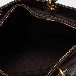 Pre Owned Dior Dark Brown Cannage Leather Large Lady Dior Tote