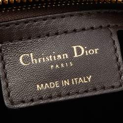 Pre Owned Dior Dark Brown Cannage Leather Large Lady Dior Tote
