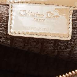 Pre Owned Dior Beige Cannage Patent Leather Extra Large Lady Dior Tote