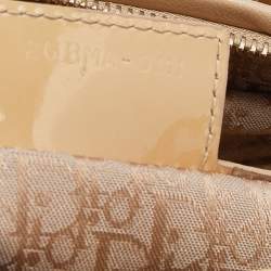 Pre Owned Dior Beige Cannage Patent Leather Extra Large Lady Dior Tote