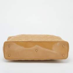 Pre Owned Dior Beige Cannage Patent Leather Extra Large Lady Dior Tote