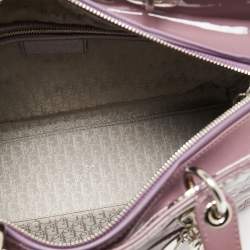 Pre Owned Dior Mauve Cannage Patent Leather Large Lady Dior Tote
