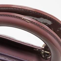 Pre Owned Dior Mauve Cannage Patent Leather Large Lady Dior Tote