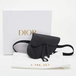 Pre Owned Dior Black Leather Saddle Belt Bag
