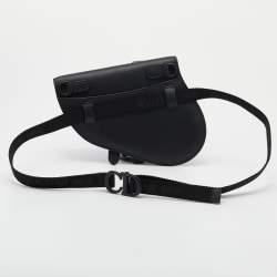 Pre Owned Dior Black Leather Saddle Belt Bag