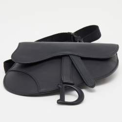 Pre Owned Dior Black Leather Saddle Belt Bag