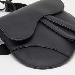 Pre Owned Dior Black Leather Saddle Belt Bag