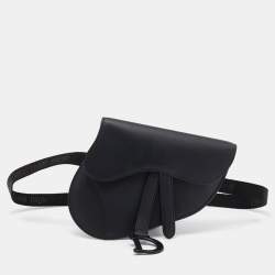 Pre Owned Dior Black Leather Saddle Belt Bag