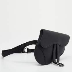 Pre Owned Dior Black Leather Saddle Belt Bag