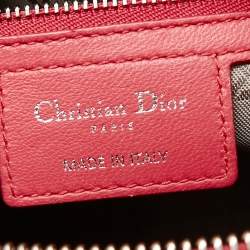 Pre Owned Dior Coral Pink Cannage Leather Large Lady Dior Tote