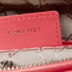 Pre Owned Dior Coral Pink Cannage Leather Large Lady Dior Tote
