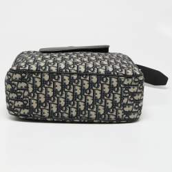 Pre Owned Dior Black Oblique Canvas and Leather Saddle Tote 