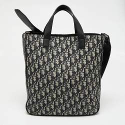 Pre Owned Dior Black Oblique Canvas and Leather Saddle Tote 