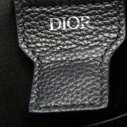 Pre Owned Dior Black Oblique Canvas and Leather Saddle Tote 