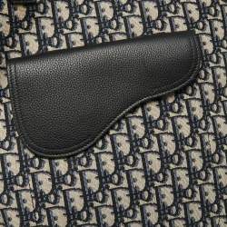 Pre Owned Dior Black Oblique Canvas and Leather Saddle Tote 