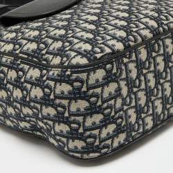 Pre Owned Dior Black Oblique Canvas and Leather Saddle Tote 