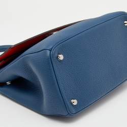 Pre Owned Dior Blue Leather Small Be Dior Flap Top Handle Bag