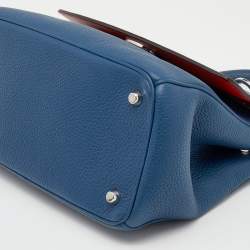 Pre Owned Dior Blue Leather Small Be Dior Flap Top Handle Bag