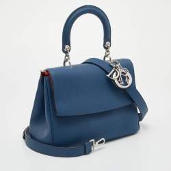 Pre Owned Dior Blue Leather Small Be Dior Flap Top Handle Bag