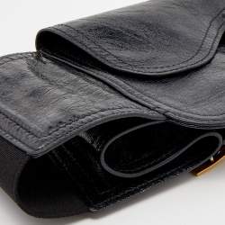 Pre Owned Dior Black Crinkled Leather Saddle Waist Belt Bag