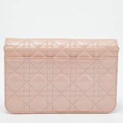 Pre Owned حقيبة كلتش ديور ميس ديور برومينيد جلد كاناج وردي لامع