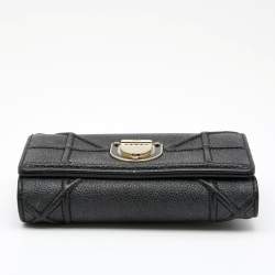 Pre Owned Dior Black Leather Diorama Trifold Wallet