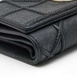 Pre Owned Dior Black Leather Diorama Trifold Wallet