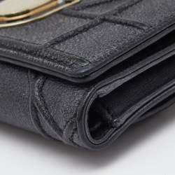 Pre Owned Dior Black Leather Diorama Trifold Wallet