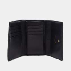 Pre Owned Dior Black Leather Diorama Trifold Wallet
